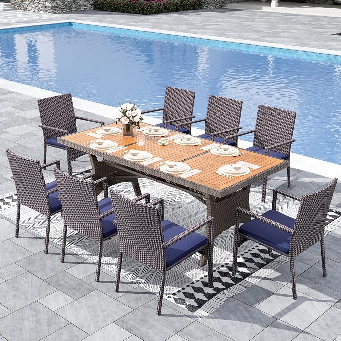 Sophia & William 9 Piece Patio Dining Set, Patio Table and Chairs Set Outdoor by SophiaWilliam