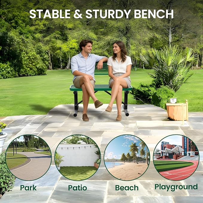 4 Feet Heavy Duty Metal Park Bench - Image 4