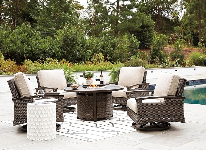 Signature Design by Ashley Paradise Trail Outdoor Round Wicker Patio Fire Pit - Image 16