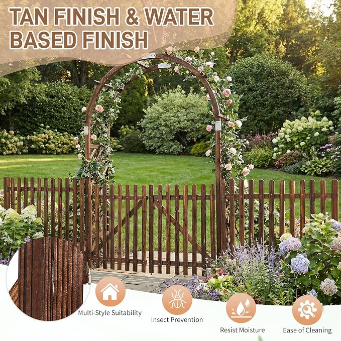 VINGLI Wooden Garden Arbor, Heavy Duty Outdoor Frame Trellis - Image 2