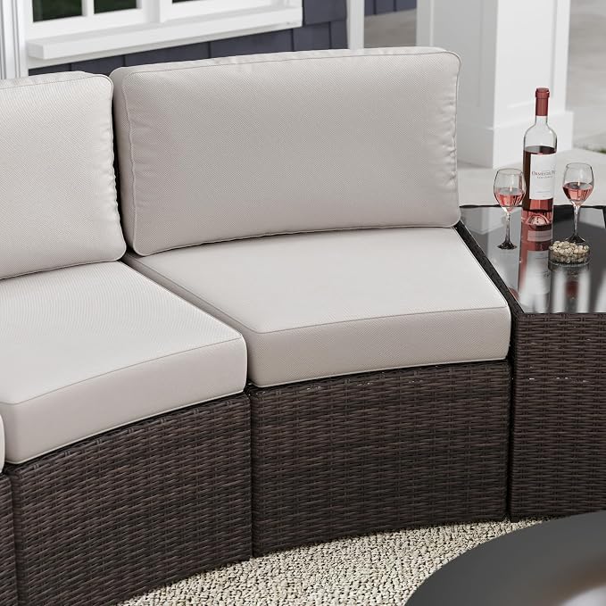 Martha Stewart Bedford Indoor-Outdoor Modular Patio Curved Sectional Sofa Seat - Image 4