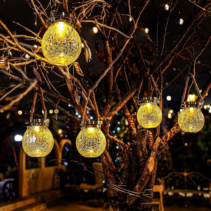 Cooo Christmas Gifts 2 Pack Solar Lanterns Waterproof Outdoor Heavy Crackle - Image 7