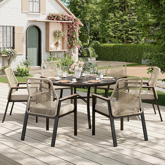 7 Pieces Round Outdoor Dining Set by MIXPATIO
