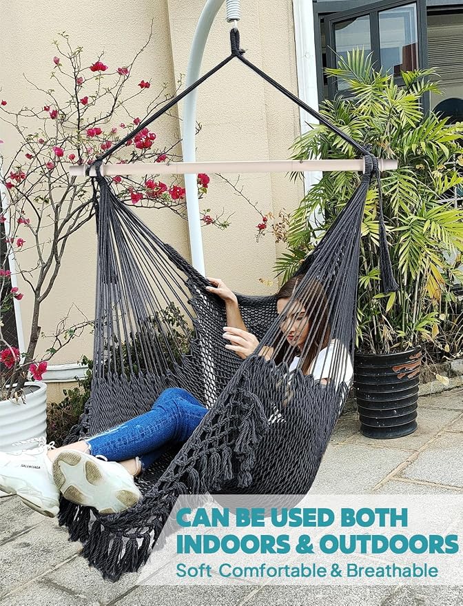 Chihee Hammock Chair Super Large Soft-Spun Cotton Rope Weaving Hanging Chair - Image 6
