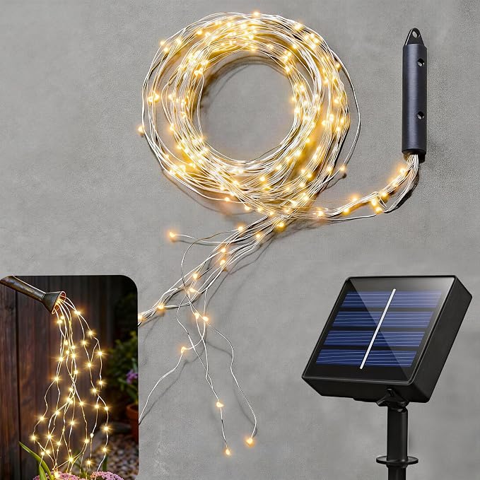 Solar Fairy String Lights Outside, Waterproof Solar Powered Waterfall Lights by Unknown