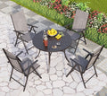 PHI VILLA 5 Piece Outdoor Patio Dining Set, 42 Inch Round Patio Table Set by PHIVILLAThepioneerofcomfortablehouseholdsupplies