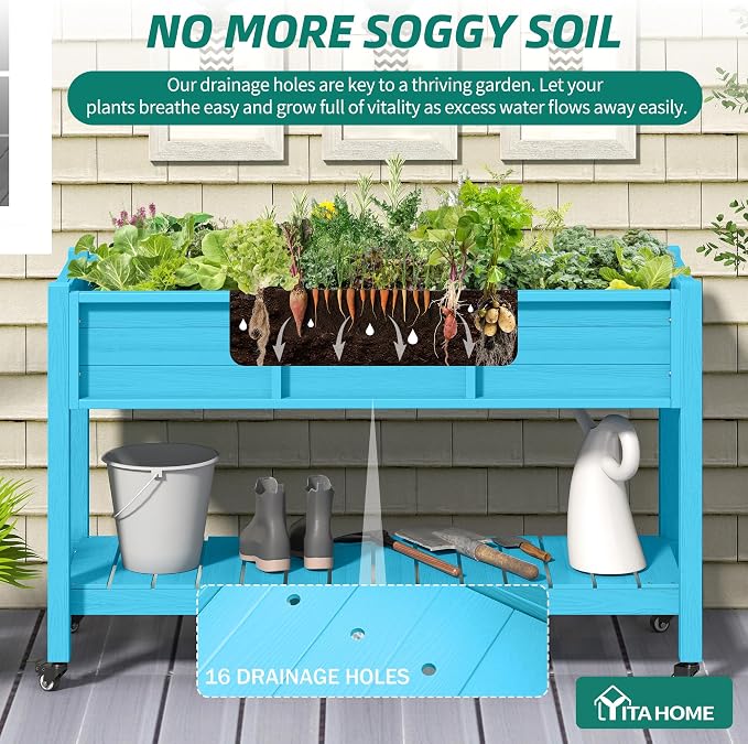 YITAHOME Raised Garden Bed HDPE, Aruba Blue - Image 4