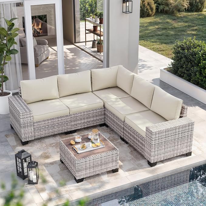 12-Piece Outdoor Patio Furniture Set Wicker Sectional Sofa Set, Patio - Image 6