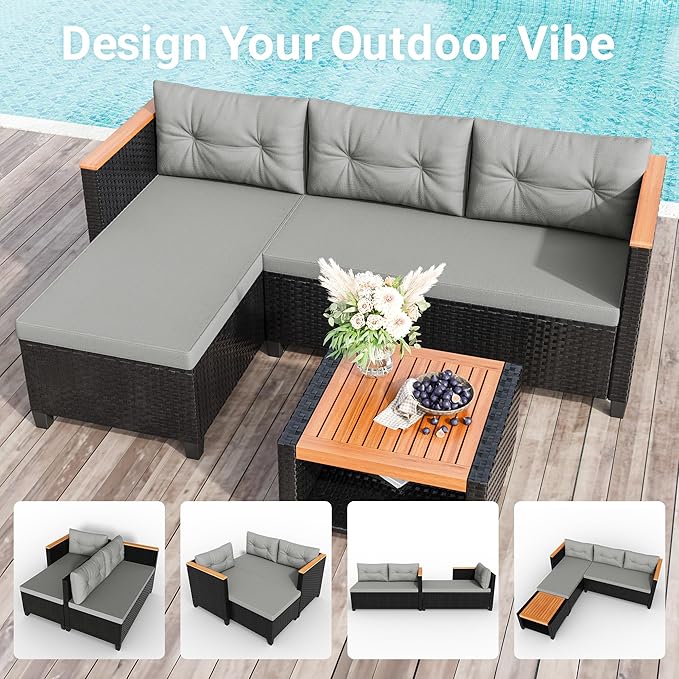 Wisteria Lane Small Patio Furniture Set, All-Weather PE Rattan Outdoor - Image 6