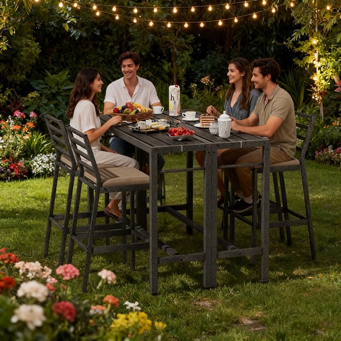 Outdoor Patio Bar Table, Metal Pub Height Bistro Deske - Image 8
