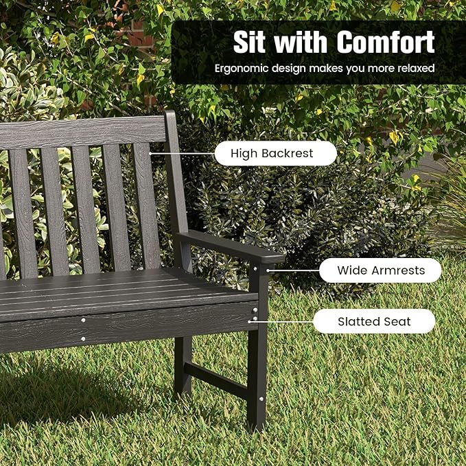 Tangkula HDPE Outdoor Garden Bench - Image 6