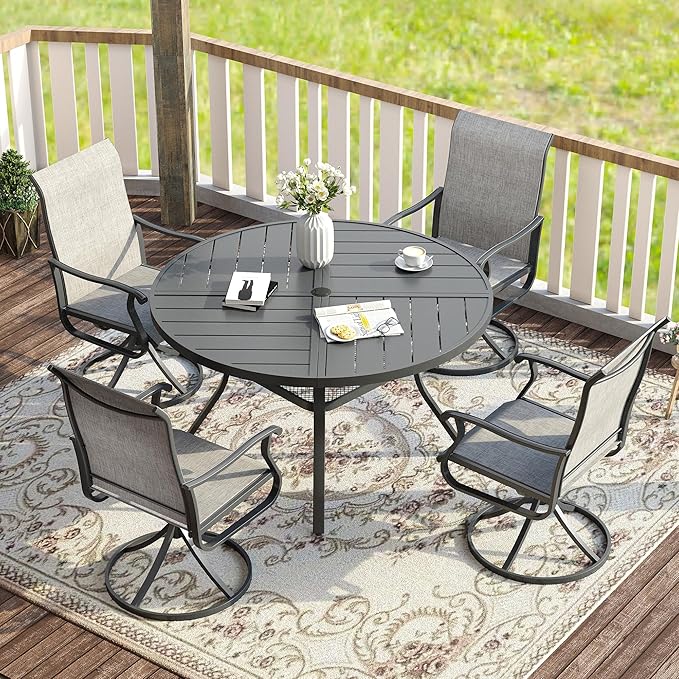 VICLLAX Round Patio Table with Adjustable Umbrella Hole - Image 4