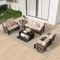 HOMREST 6 Piece Patio Furniture Set, Wicker Outdoor Conversation Sofa Set by HOMREST