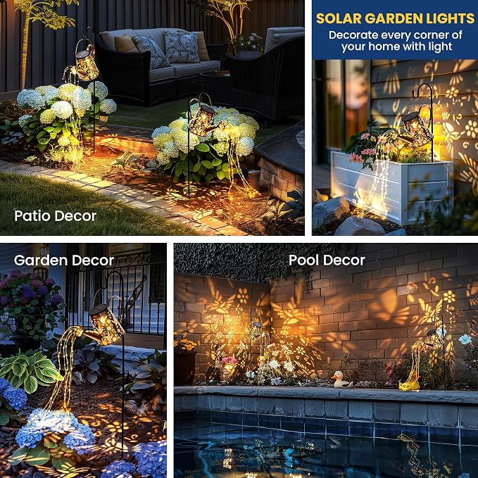 Solar Lights Outdoor Garden Decor, Large Lanterns Watering Can Gardening Gifts - Image 3