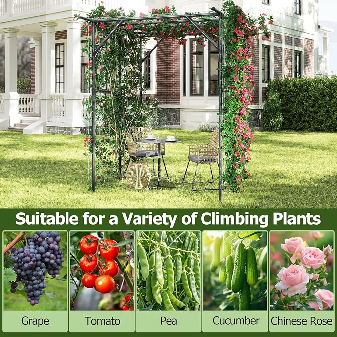 HAPPYGRILL Garden Arch Trellis for Climbing Plants Outdoor, Rustproof PE-Coated - Image 6