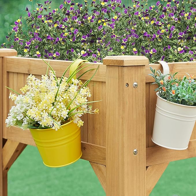 Yaheetech 36'' Hx25'' Wx37'' L Raised Garden Bed 8 Pocket Herbs Garden Planter - Image 9