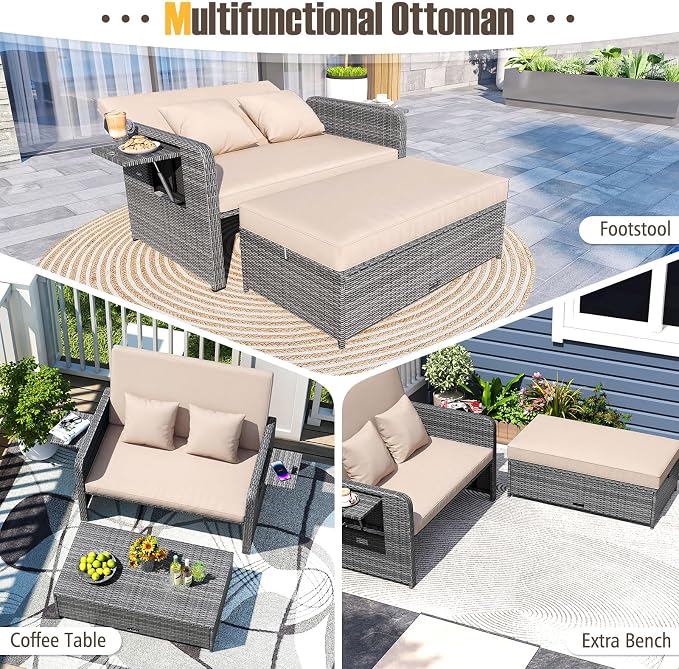 RELAX4LIFE Wicker Patio Outdoor Daybed - Image 9