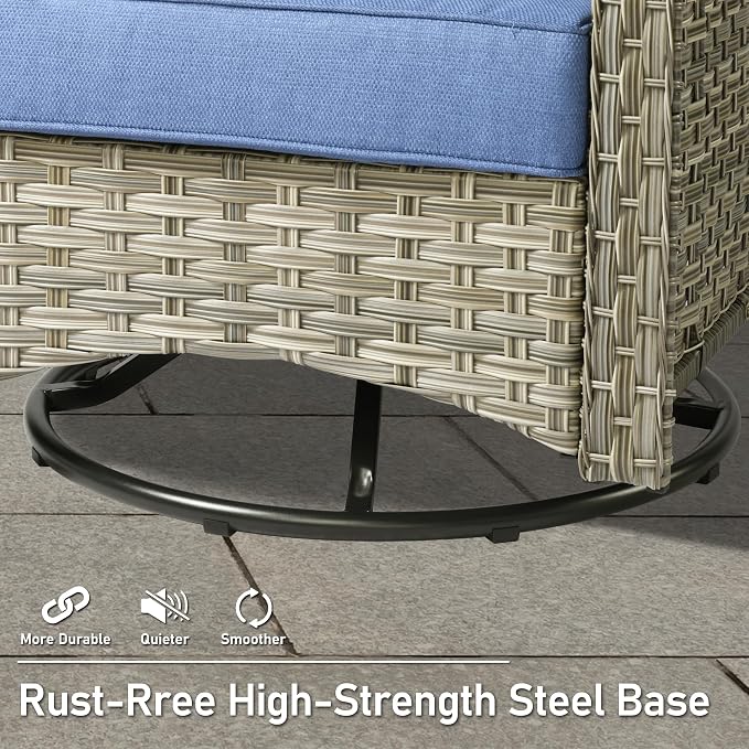HOOOWOOO 3 Piece Patio Furniture Bistro Sets, Outdoor Wicker Swivel Rocking - Image 7