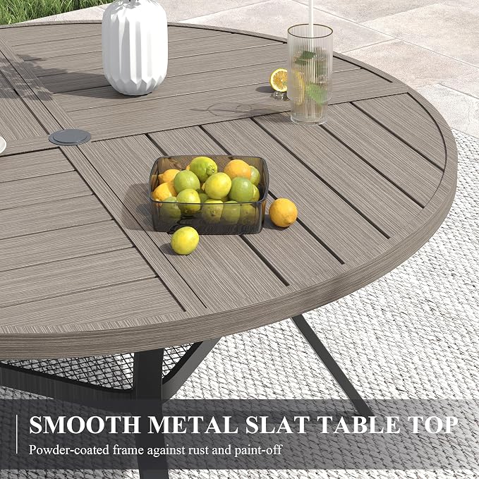 VICLLAX Patio Dining Set for 6, 7 Pieces Outdoor Furniture Set- 47" Round Patio - Image 2