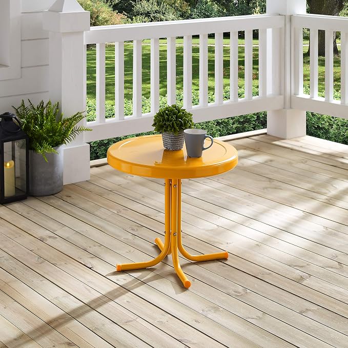 Crosley Furniture Griffith Weather Resistant Retro Metal Outdoor Side Table - Image 11
