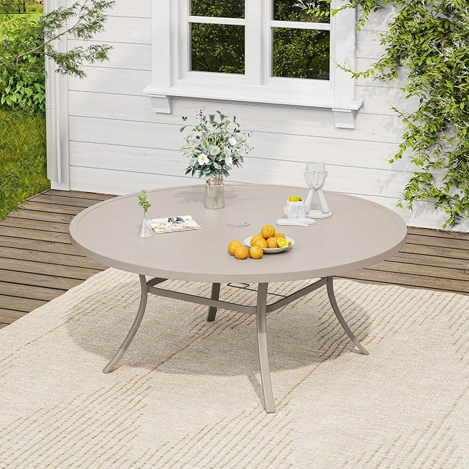 VICLLAX 63" Round Patio Table, Outdoor Dining Table - Image 2