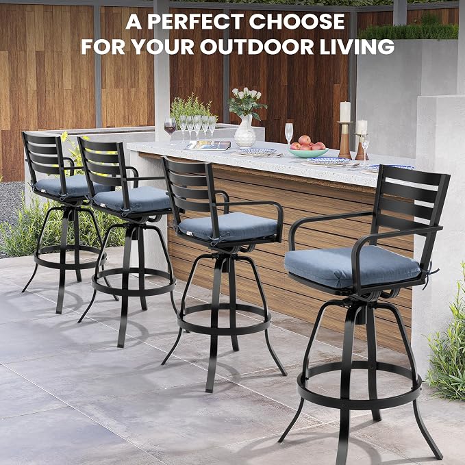 Pellebant Patio Swivel Barstools Set of 6, Aluminum 29.5" Outdoor Bar Height - Image 6