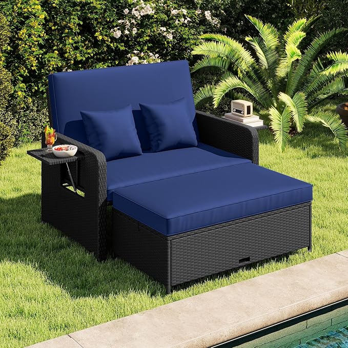 COSTWAY Patio Rattan Daybed - Image 2