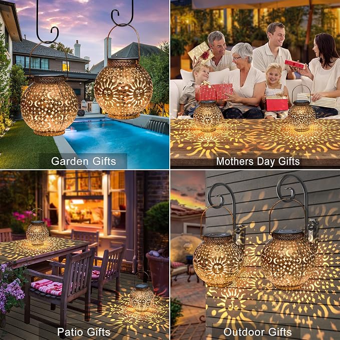 Go2garden 2Pack Solar Lanterns Outdoor Waterproof Garden Gifts - Image 4