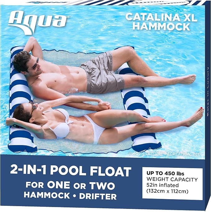 Aqua 2-in-1 Catalina XL Pool Float & Water Hammock – 1-2 Person, Non-Stick PVC - Image 7