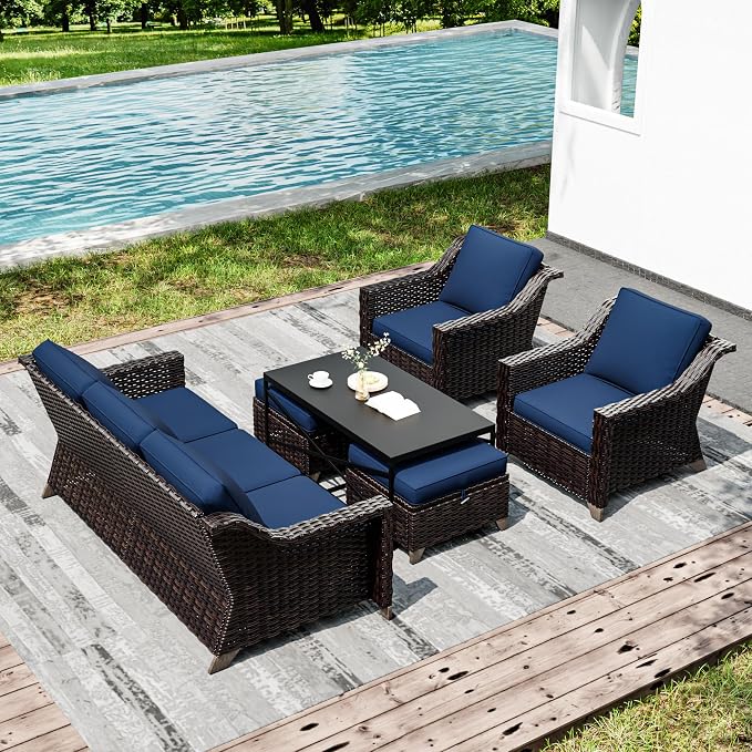 Joyside Wicker Patio Furniture Sets, 6 Pieces Upgraded Large Size Outdoor - Image 6
