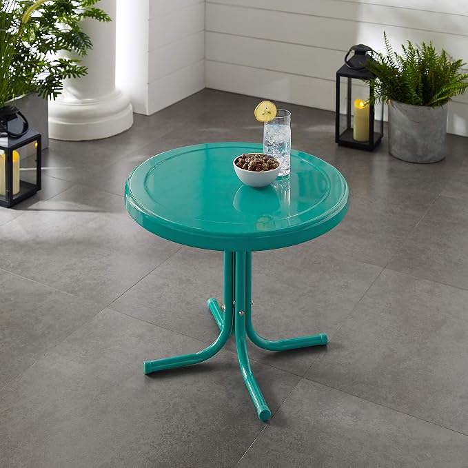Crosley Furniture Griffith Weather Resistant Retro Metal Outdoor Side Table - Image 9