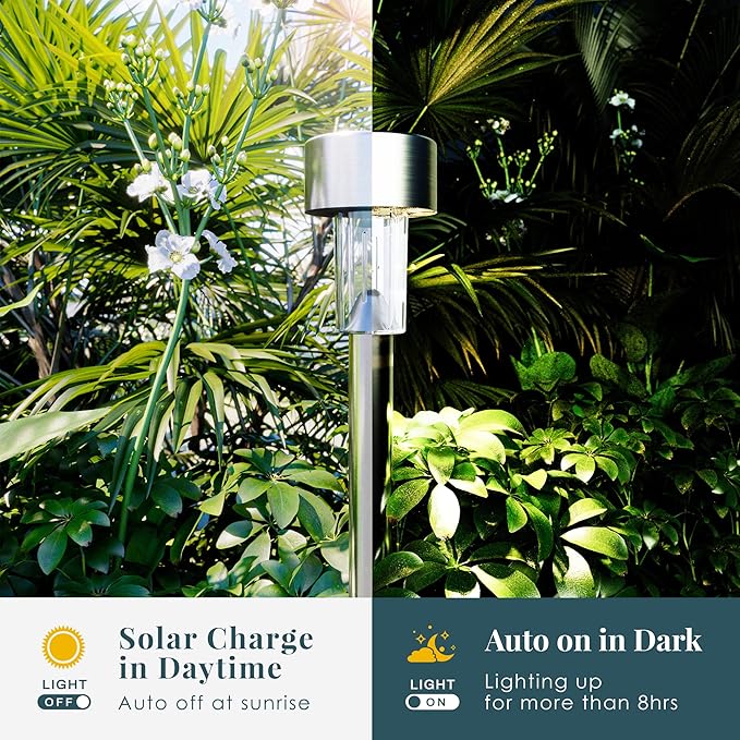 SOLPEX 12 Pack Solar Outdoor Lights Pathway, Stainless Steel Solar Lights - Image 7