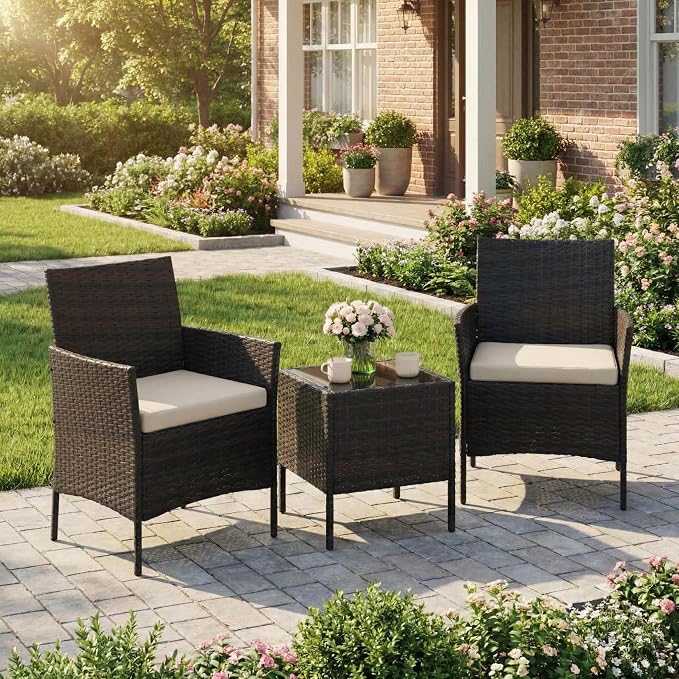 GAOMON 3-Piece Patio Furniture Set, Modern PE Rattan Conversation Set - Image 9