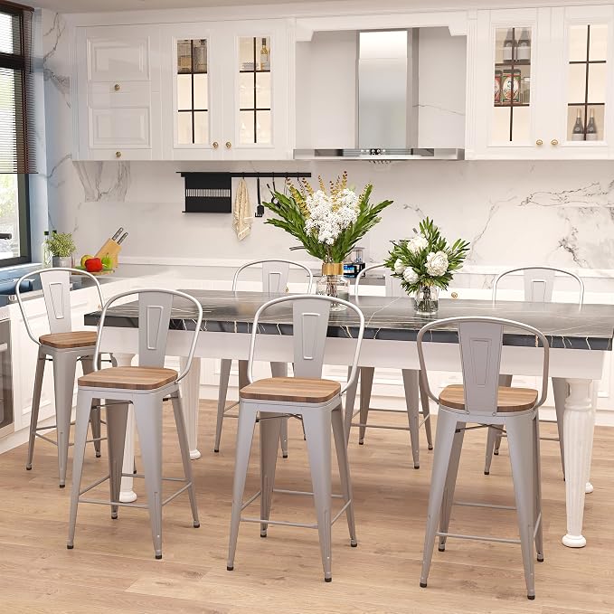 Aklaus Metal Bar Stools Set of 4, 30 inch Barstools Bar Height Bar Stool - Image 6