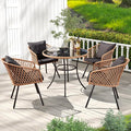 ECOTOUGE 5 Piece Patio Dining Set, Wicker Outdoor Furniture Set w/Glass Round by ECOTOUGE