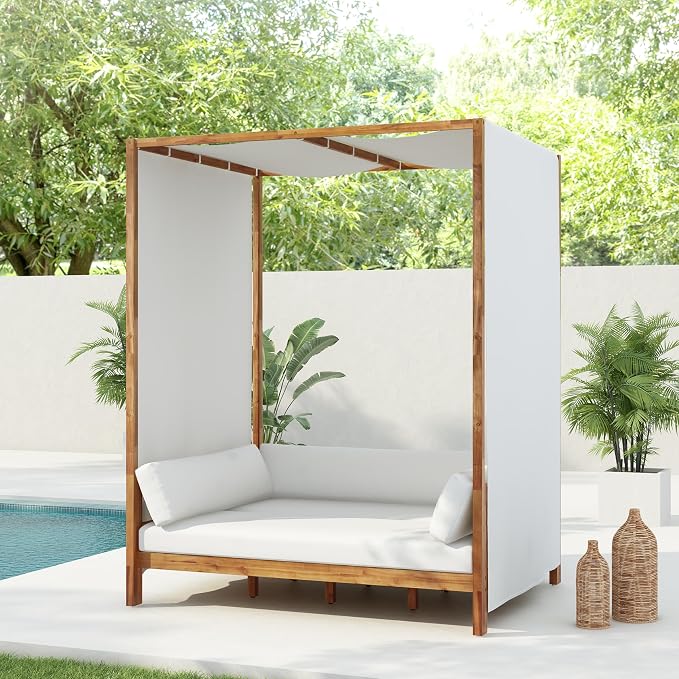 Scott Living Outdoor Acacia Wood Daybed - Image 2
