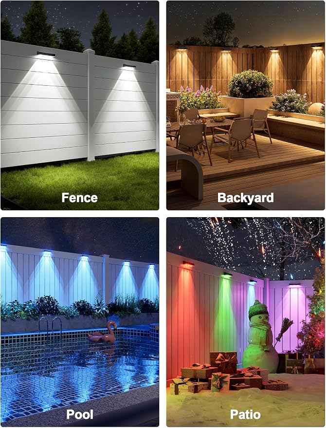 APONUO Solar Fence Lights Outdoor Waterproof, Fence Lights Solar Powered - Image 7