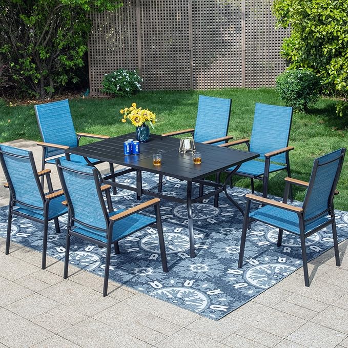 PHI VILLA 7 PCS Patio Dining Set, Aluminum Outdoor Furniture, Patio Table and by PHIVILLAThepioneerofcomfortablehouseholdsupplies