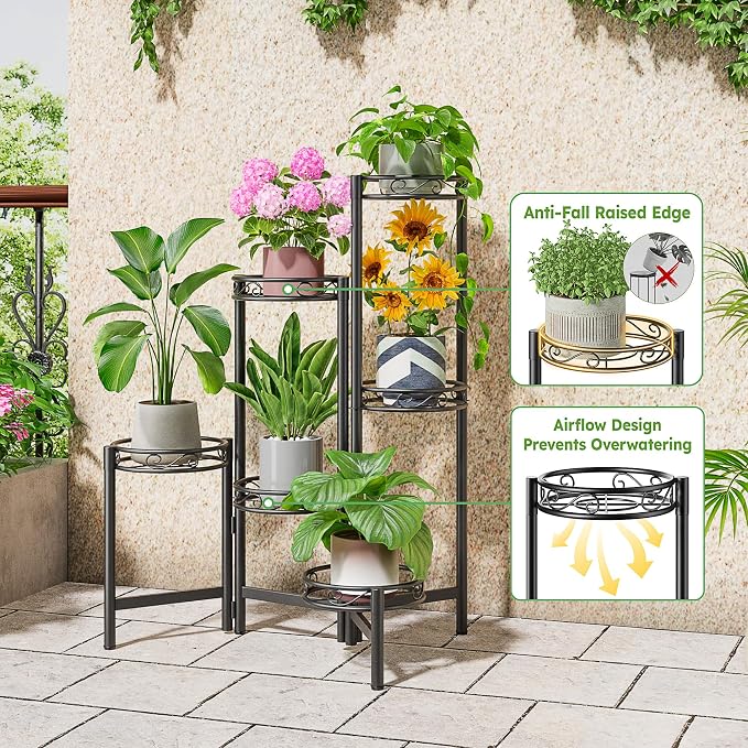 Plant Stand Indoor Outdoor, 6 Tier Metal Flower Shelf - Image 4