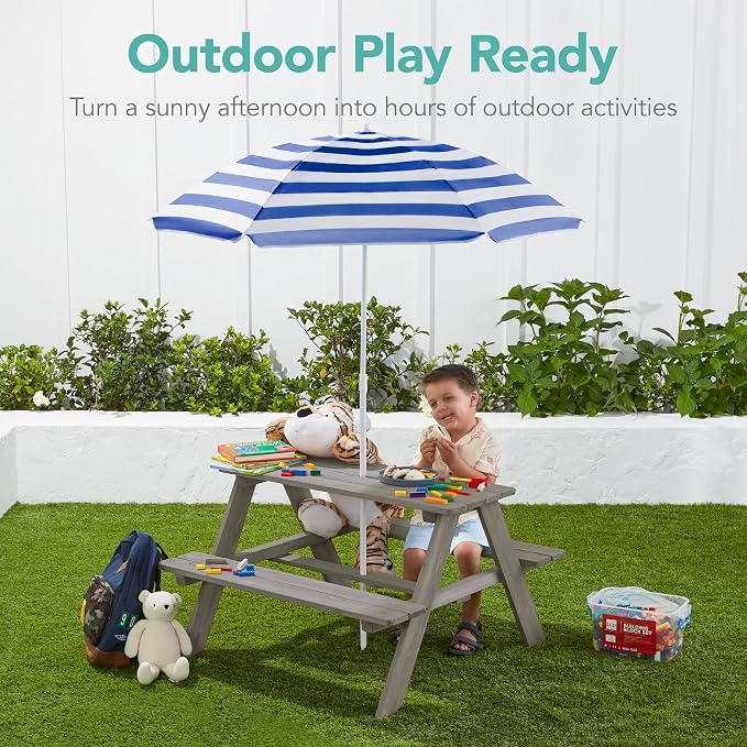 Best Choice Products Wooden Kids Picnic Table - Image 4