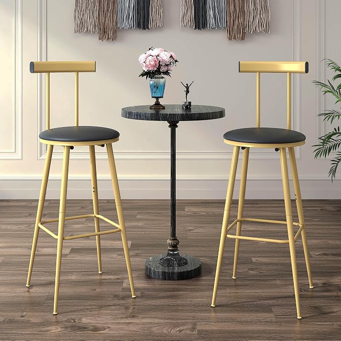 Bar Stools, Bar Chairs with Backrest and Footrest, Industrial Counter Stools - Image 4