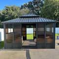 PURPLE LEAF 12' X 14' Solarium Permanent Hardtop Gazebo Galvanized Steel Double by PURPLELEAF