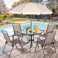 Vongrasig 6 Pieces Folding Patio Dining Set, All Weather Small Metal Outdoor by Unknown