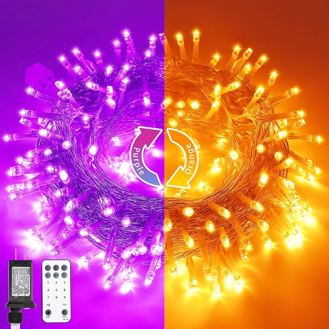 JMEXSUSS Halloween Decoration Lights, 200 LED Orange Purple Halloween Lights by JMEXSUSS