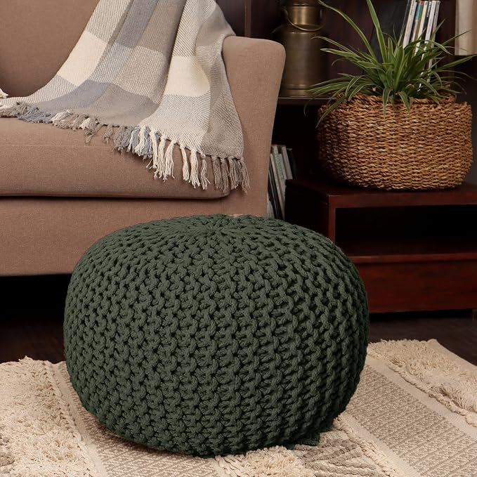 REDEARTH · Round Hand Knitted Pouf - Image 2