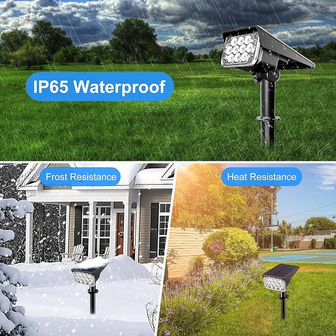 T-SUNUS 8 Pack Solar Color Landscape Spotlights, IP65 Waterproof Solar Powered - Image 5