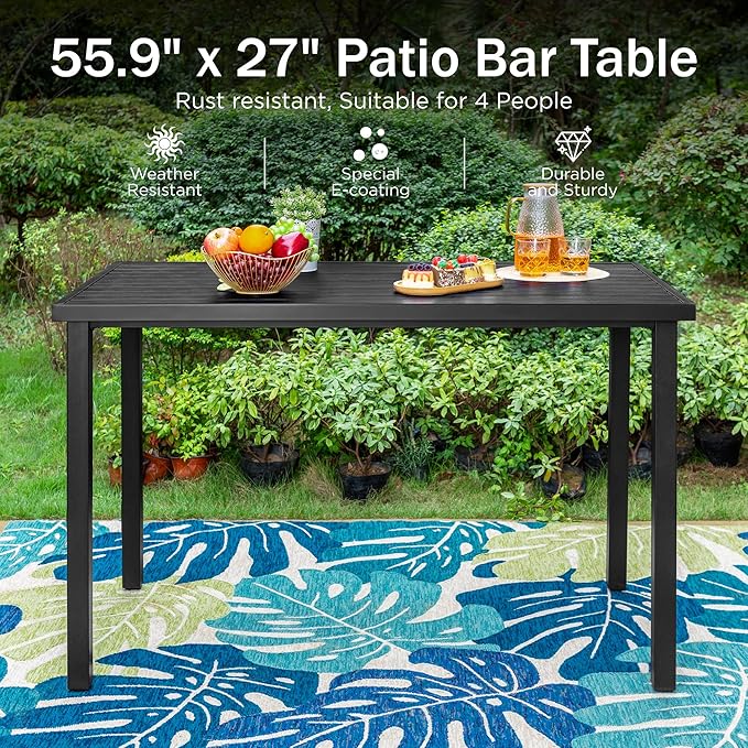 PHI VILLA 5 Piece Patio Bar Height Dining Set, 4 Outdoor Counter Height Swivel - Image 7