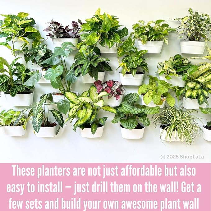LaLaGreen Planter Boxes Outdoor White Metal Iron Hanging Flower Pots Deck - Image 9