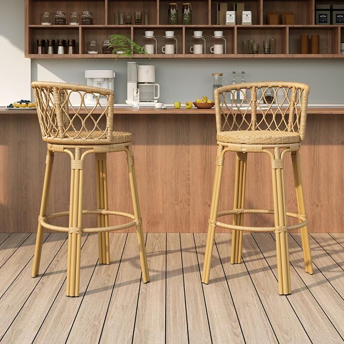 Christopher Knight Home Harrison 28.75"H Outdoor Barstools Set of 2, Rattan Bar - Image 4