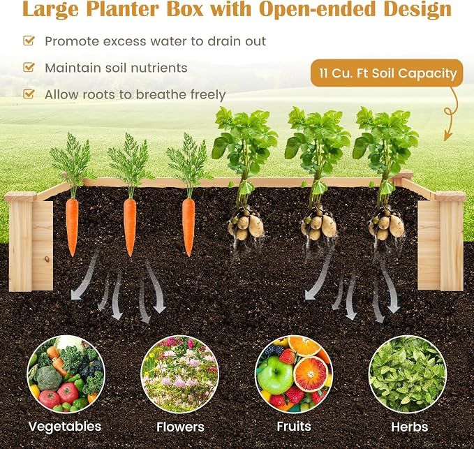 Giantex Raised Garden Bed, Elevated Square Planting Bed - Image 5